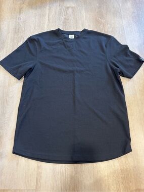 Zara Men Waffle Knit Black Short Sleeve Crewneck Tee - Minimalist Design